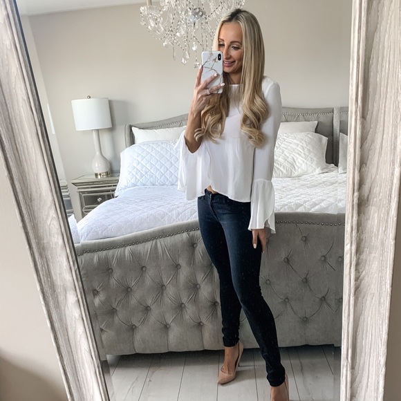 White Bell Sleeve Loose Blouse - Picture 8 of 13